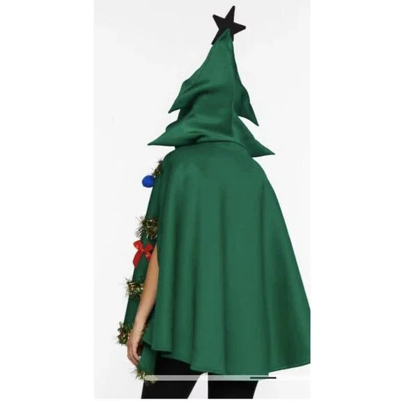 Forever 21 Festive Green Holiday Poncho - Picture 3 of 3